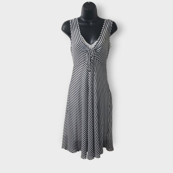 Boston Proper Womens Blue White Stripe Sheer Overlay Mini Sundress Sz 4 Nautical - Picture 1 of 16